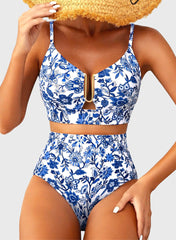 Emo - 2026 Summer Two Piece Bikini Set U-Wire Cutout High Waisted Swimsuit-Black