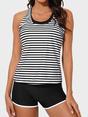 Womens Athletic 3 Piece Tankini Swimsuits with Shorts Swim Tank Tops