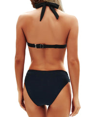 Emo - Women Two Piece Bathing Suits Push Up Bikini Set Halter Swimsuit Vintage Swimwear