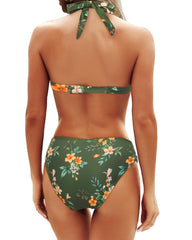 Emo - Women Two Piece Bathing Suits Push Up Bikini Set Halter Swimsuit Vintage Swimwear