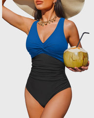 Emo - Women Tummy Control One Piece Swimsuit - Push Up Bathing Suit Full Coverage Slimming Swimwear