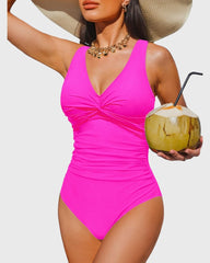 Emo - Women Tummy Control One Piece Swimsuit - Push Up Bathing Suit Full Coverage Slimming Swimwear