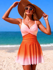 Women One Piece Swimsuit Tummy Control Ruched Deep V Neck Open Back Bathing Suit