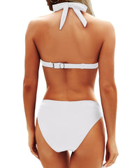 Emo - Women Two Piece Bathing Suits Push Up Bikini Set Halter Swimsuit Vintage Swimwear