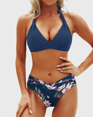 Emo - Women Two Piece Bathing Suits Push Up Bikini Set Halter Swimsuit Vintage Swimwear
