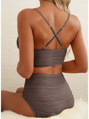 Emo - 2026 Summer Two Piece Bikini Set U-Wire Cutout High Waisted Swimsuit-Black