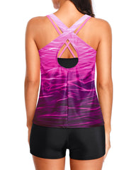 Emo - 3 Piece Tankini Swimsuits for Women Tummy Control Bathing Suits