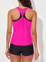 Womens Athletic 3 Piece Tankini Swimsuits with Shorts Swim Tank Tops