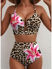 Emo - 2026 Summer Two Piece Bikini Set U-Wire Cutout High Waisted Swimsuit-Black