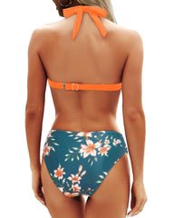 Emo - Women Two Piece Bathing Suits Push Up Bikini Set Halter Swimsuit Vintage Swimwear