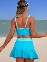 Emo - Women's High Waisted Bikini Sets Tummy Control Swim Skirt Two Piece Swim Suit