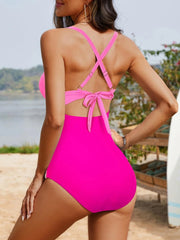 Emo - Women's One Piece Swimsuits Tummy Control Cutout High Waisted Bathing Suit Wrap Tie Back