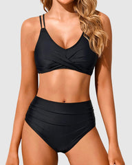 Emo - Women High Waisted Bikini Set Two Piece Swimsuits Push up Wrap Swim Suits Top Tummy Control Bathing Suit