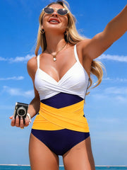 Emo - Women’s One Piece Swimsuit V Neck Ruched Tummy Control Bathing Suit