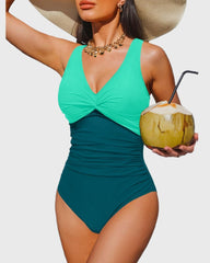 Emo - Women Tummy Control One Piece Swimsuit - Push Up Bathing Suit Full Coverage Slimming Swimwear