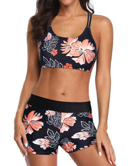 Emo - 3 Piece Tankini Swimsuits for Women Tummy Control Bathing Suits