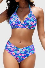 Emo - Women Two Piece Bathing Suits Push Up Bikini Set Halter Swimsuit Vintage Swimwear