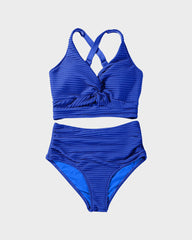 Emo - Textured Knot-Front High-Waisted Bikini Set
