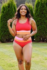 Emo - Black Colorblock Cut Back Bikini Set