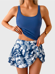 Emo - Tankini Swimsuit for Women Tummy Control Two Piece Bathing Suit High Waisted Tank Top with Swim Skirt