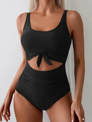 Emo - Women's One Piece Swimsuit Tummy Control Slimming Bathing Suit Cutout Tie Knot Swimwear