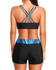 Emo - 3 Piece Tankini Swimsuits for Women Tummy Control Bathing Suits
