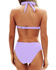 Emo - Women Two Piece Bathing Suits Push Up Bikini Set Halter Swimsuit Vintage Swimwear