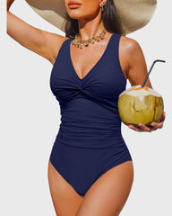 Emo - Women Tummy Control One Piece Swimsuit - Push Up Bathing Suit Full Coverage Slimming Swimwear