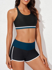 Womens Athletic 3 Piece Tankini Swimsuits with Shorts Swim Tank Tops