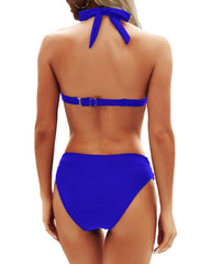 Emo - Women Two Piece Bathing Suits Push Up Bikini Set Halter Swimsuit Vintage Swimwear