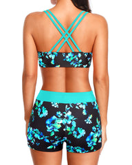 Emo - 3 Piece Tankini Swimsuits for Women Tummy Control Bathing Suits