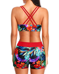 Emo - 3 Piece Tankini Swimsuits for Women Tummy Control Bathing Suits