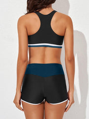 Womens Athletic 3 Piece Tankini Swimsuits with Shorts Swim Tank Tops