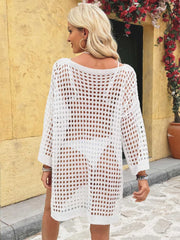 Women Crochet Swimsuit Cover Ups Sexy Mesh Hollow Out Bikini Cover Up Summer Beach Swimwear