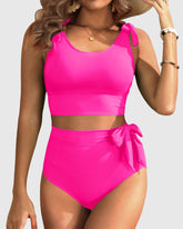 Emo - Two Piece High Waisted Swimsuits Women Tummy Control Bikini Modest Bathing Suit