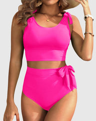 Emo - Two Piece High Waisted Swimsuits Women Tummy Control Bikini Modest Bathing Suit