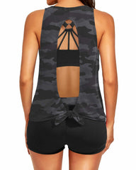 Emo - Women's 3 Piece Scoop Neck Criss Cross Tankini Swimsuits