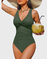 Emo - Women Tummy Control One Piece Swimsuit - Push Up Bathing Suit Full Coverage Slimming Swimwear