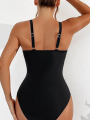 Emo - Women Plus Size One Piece Swimsuit V Neck Mesh Sheer Tummy Control Bathing Suit