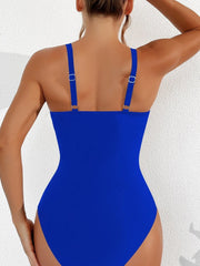 Emo - Women Plus Size One Piece Swimsuit V Neck Mesh Sheer Tummy Control Bathing Suit