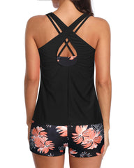 Emo - 3 Piece Tankini Swimsuits for Women Tummy Control Bathing Suits