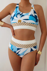 Emo - Red Colorblock Cut Back Bikini Set
