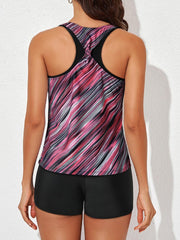 Womens Athletic 3 Piece Tankini Swimsuits with Shorts Swim Tank Tops