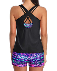 Emo - 3 Piece Tankini Swimsuits for Women Tummy Control Bathing Suits