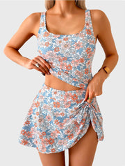 Emo - Tankini Swimsuit for Women Tummy Control Two Piece Bathing Suit High Waisted Tank Top with Swim Skirt