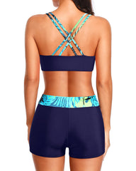 Emo - 3 Piece Tankini Swimsuits for Women Tummy Control Bathing Suits