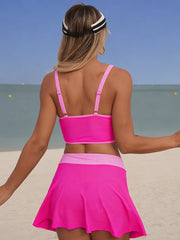 Emo - Women's High Waisted Bikini Sets Tummy Control Swim Skirt Two Piece Swim Suit