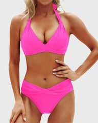 Emo - Women Two Piece Bathing Suits Push Up Bikini Set Halter Swimsuit Vintage Swimwear