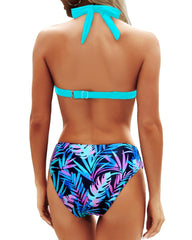 Emo - Women Two Piece Bathing Suits Push Up Bikini Set Halter Swimsuit Vintage Swimwear
