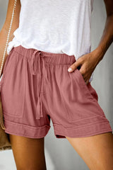 Emo - Womens Drawstring Shorts Summer Elastic Waist Casual Lightweight with Pockets